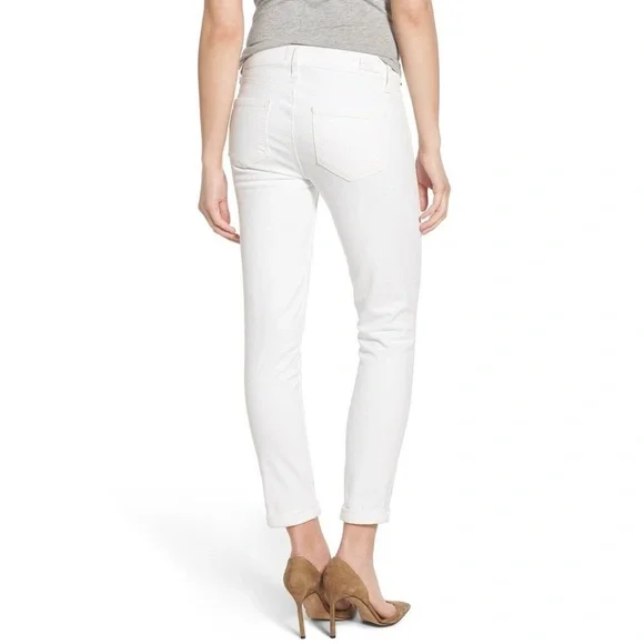 Paige Skyline Crop Skinny Jeans Optic White 26 - Picture 2 of 13